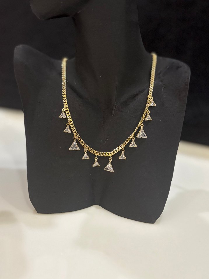 Zincir Detaylı Mini Yılan Desenli Altın Kolye - Görsel 2