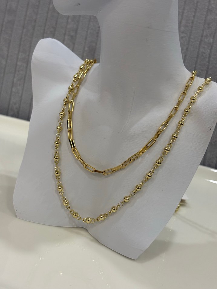 Zincir Detaylı Mini Yılan Desenli Altın Kolye - Görsel 3