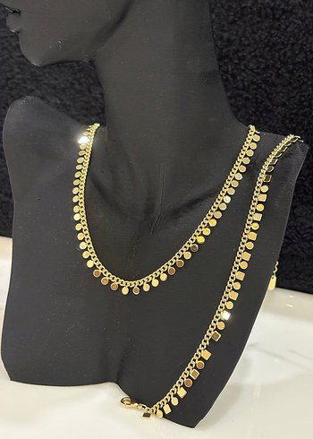 Altın Renk Zincir Detaylı Mini Kadın Kolye - Görsel 2