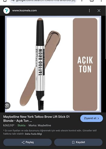 Maybelline New York Gri Kaş Kalemi