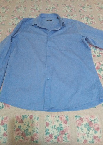 Mavi Pamuklu Uzun Kollu Erkek Gömlek - Görsel 2