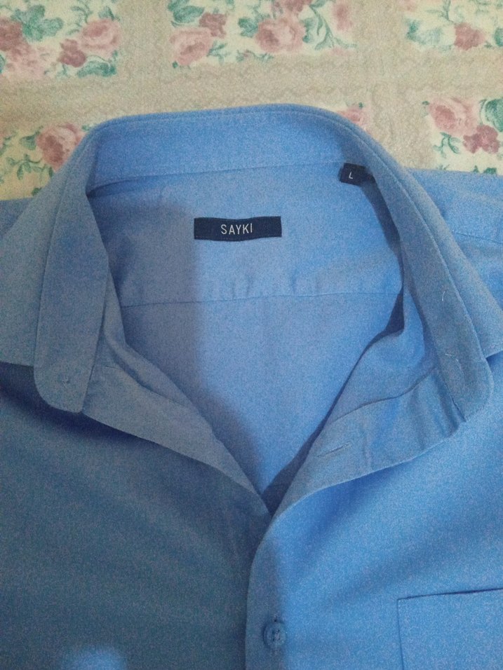 Mavi Pamuklu Uzun Kollu Erkek Gömlek - Görsel 3