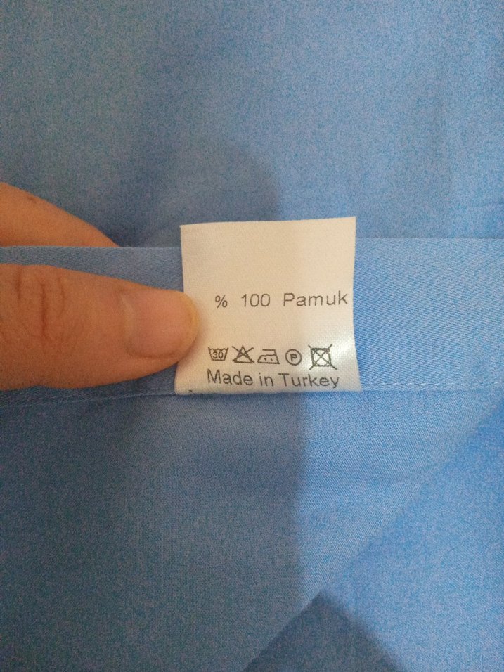 Mavi Pamuklu Uzun Kollu Erkek Gömlek - Görsel 5