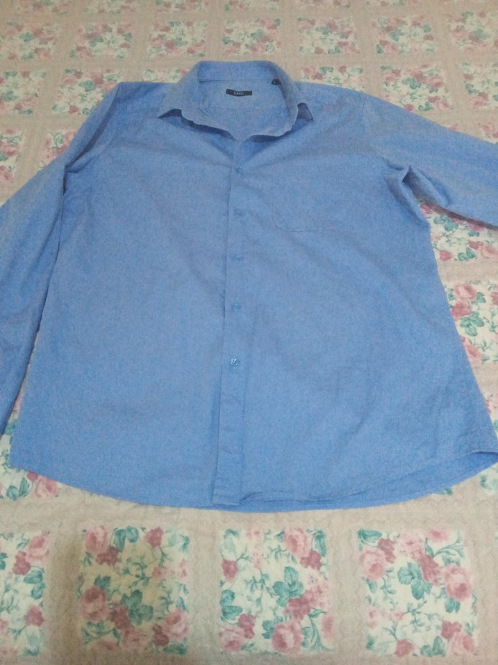 Mavi Pamuklu Uzun Kollu Erkek Gömlek - Görsel 2