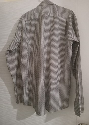 Gri Erkek Keten Uzun Kollu Gömlek - Görsel 8