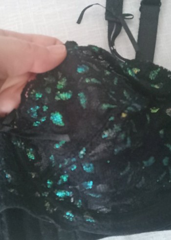 Koyu Yeşil Gotik Sütyen transparan - Görsel 3