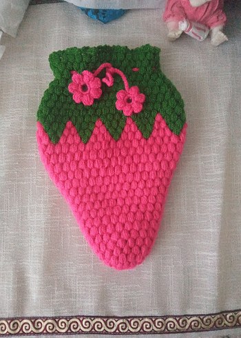 Çilek Desenli Pembe Duş lifi - Görsel 2