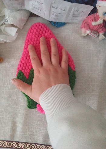 Çilek Desenli Pembe Duş lifi - Görsel 4