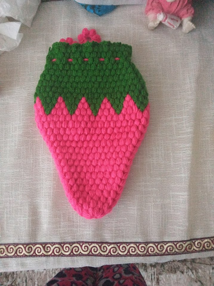 Çilek Desenli Pembe Duş lifi - Görsel 3