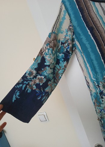 Bohem Çok Renkli V Yakalı Düğmeli Tunik - Görsel 3