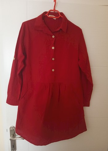 Bordo Düğmeli Midi Keten Tunik - Görsel 2