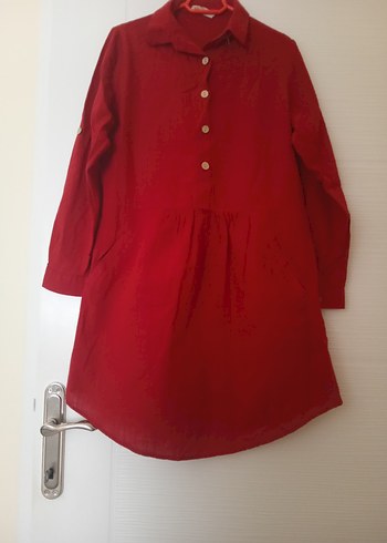 Bordo Düğmeli Midi Keten Tunik - Görsel 3