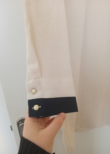 Krem rengi Yüksek Yaka Midi Kadın Tunik - Görsel 3