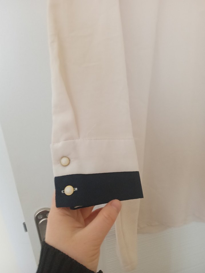 Krem rengi Yüksek Yaka Midi Kadın Tunik - Görsel 3