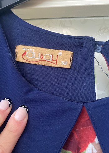 52 Beden Uzun Kol, Bağlamalı Mavi Uzun tesettür Elbise