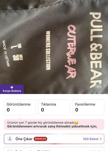 Pull and Bear Siyah Fermuarlı Kadın Kış Montu