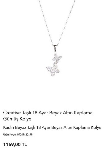  Beden gri Renk Kelebek Kolye
