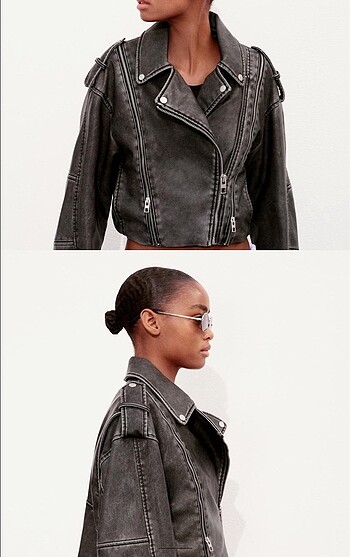 s Beden gri Renk Zara Biker Ceket