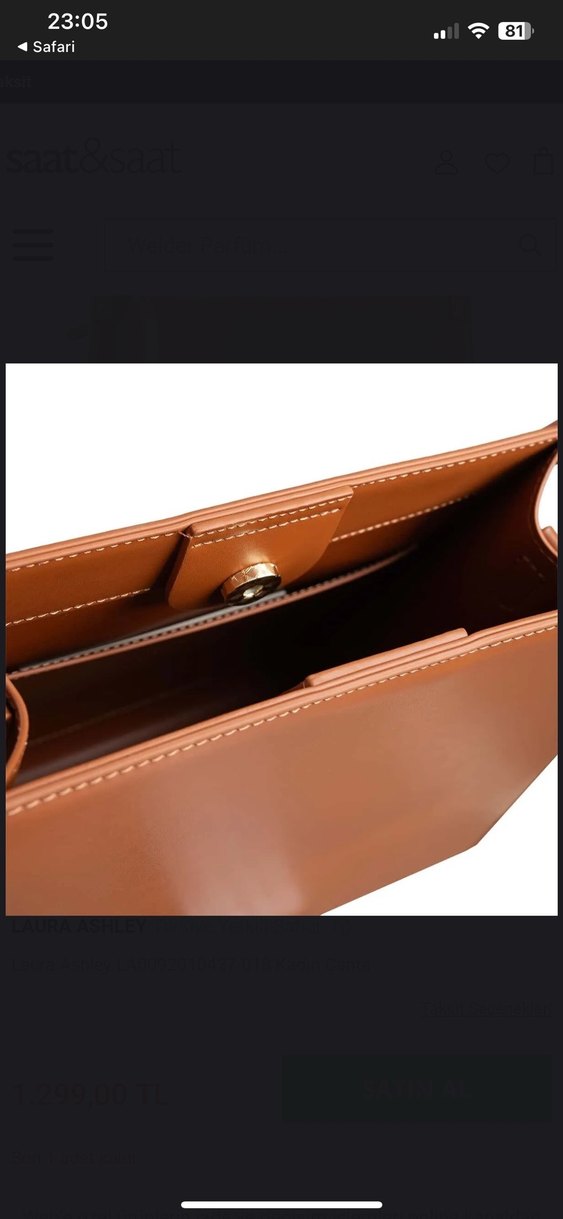 Laura Ashley Bej Deri Kadın Çanta - Görsel 4