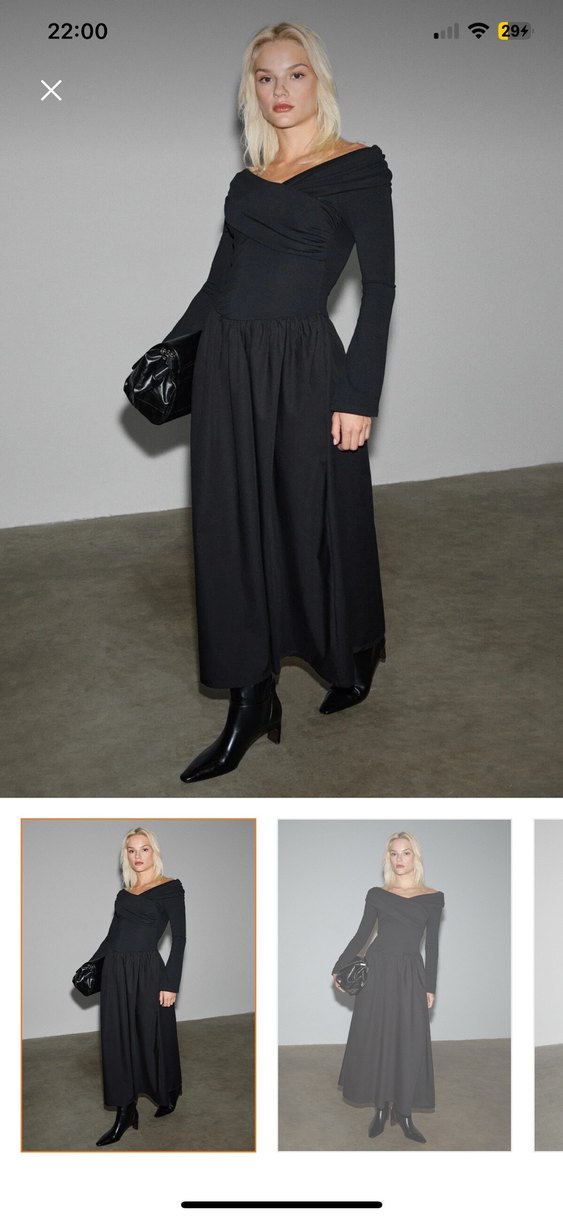 Drapeli Siyah Uzun Kadın Etek - Görsel 2