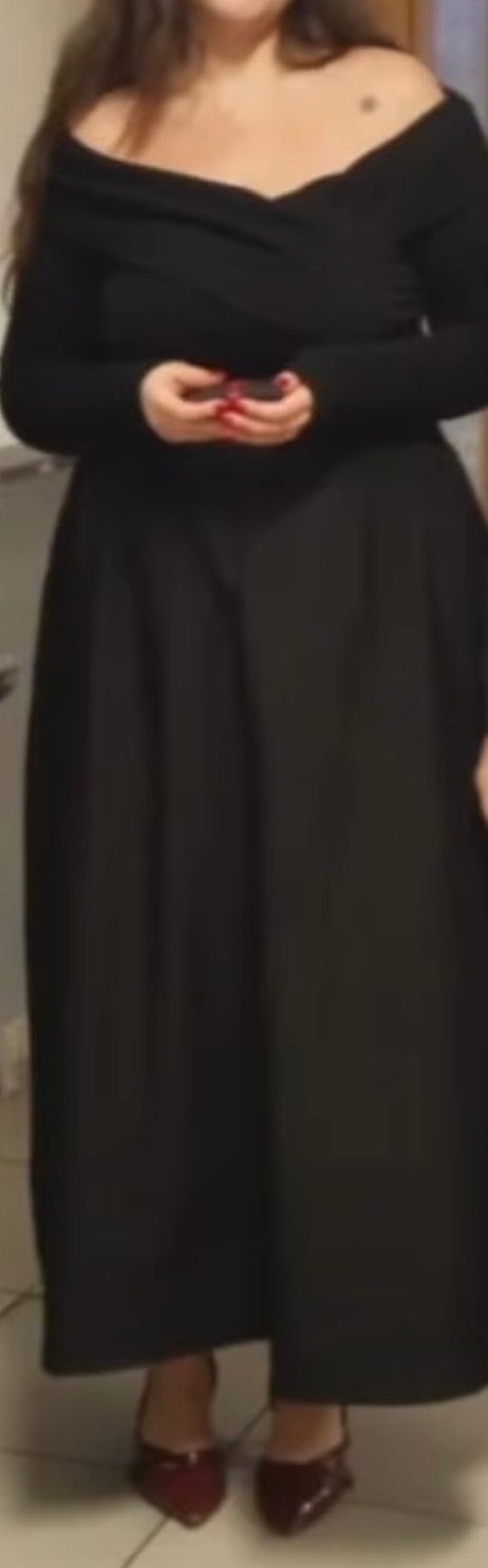 Drapeli Siyah Uzun Kadın Etek - Görsel 3