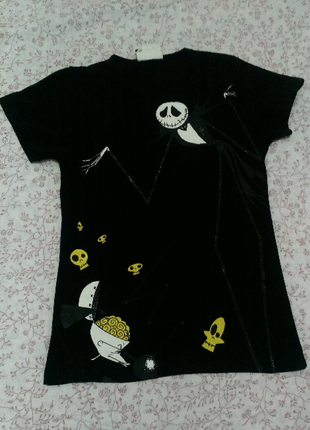 Siyah Tim Burton's baskılı t-shirt