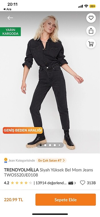 Siyah yüksek bel mom jean