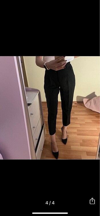 s Beden siyah Renk Zara model Kemerli havuç pantolon