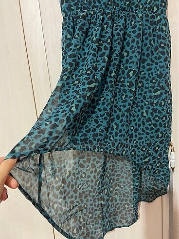 12-13 Yaş Beden mavi Renk H&M Mavi Leopar Elbise