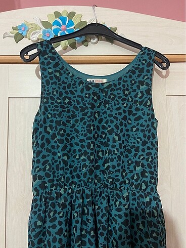 12-13 Yaş Beden H&M Mavi Leopar Elbise