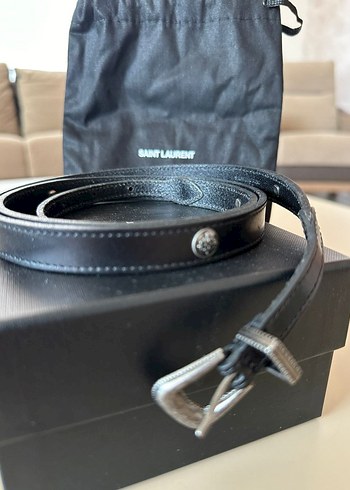 Beden Saint Laurent Siyah Deri Kadın Kemer