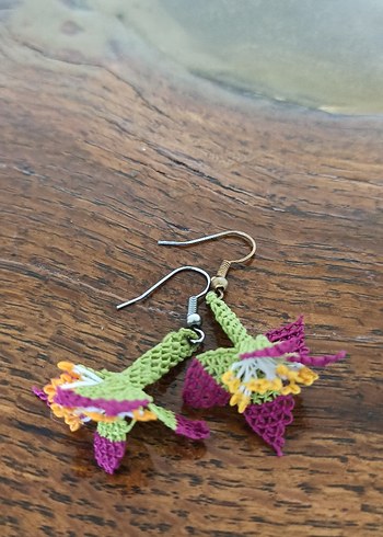 İğne Oya Takı Bohem Kolye ve Küpe Seti - Görsel 3