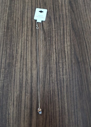 Çelik Kadın Kolye Sıfır Taşlı zarif konik - Görsel 2