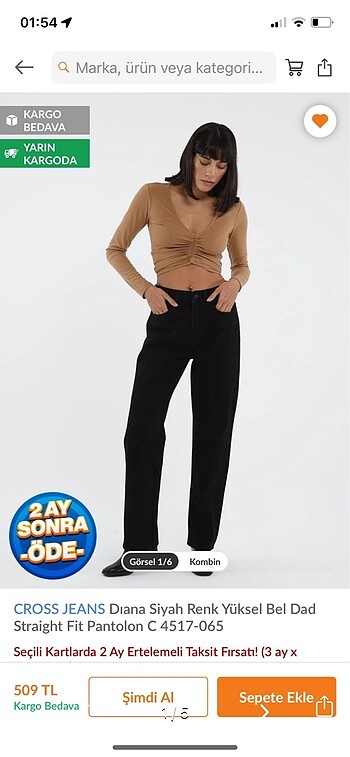 Cross Jeans Siyah Straight Fit Pantolon
