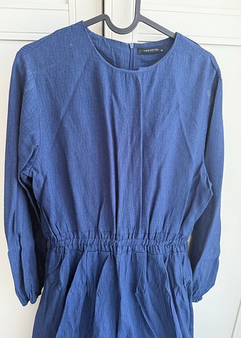 Lacivert Kadın Keten Uzun Tulum - Görsel 3