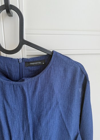 Lacivert Kadın Keten Uzun Tulum - Görsel 4