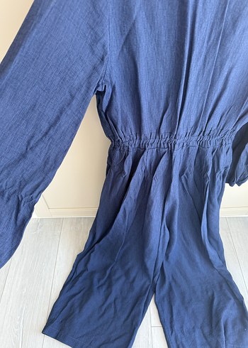 Lacivert Kadın Keten Uzun Tulum - Görsel 6