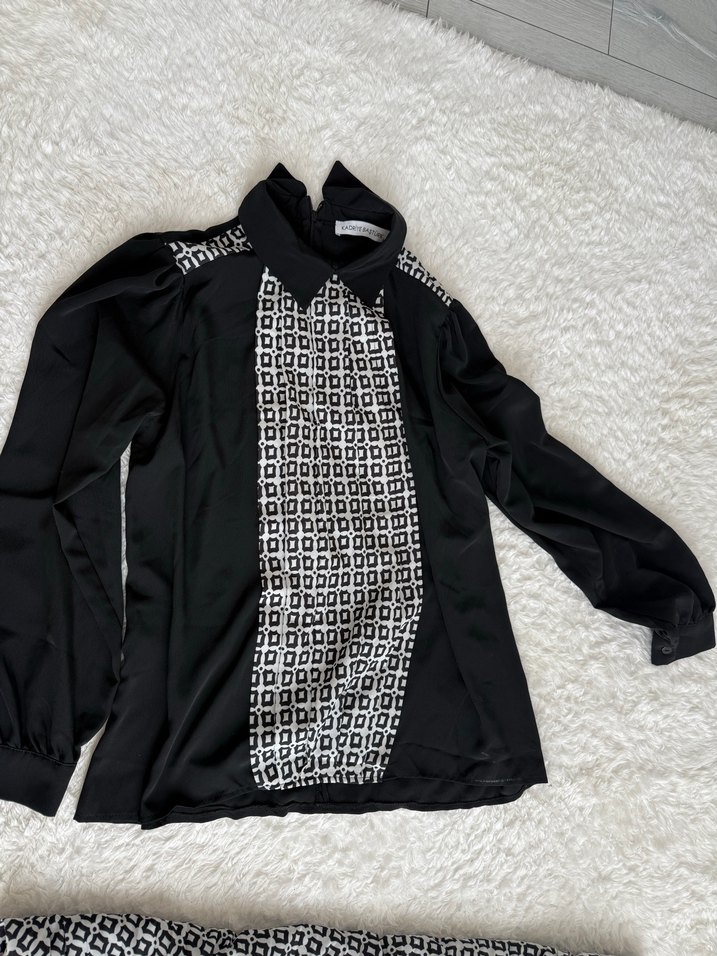 Desenli Siyah Gri Uzun Hamile Eteği - Görsel 4