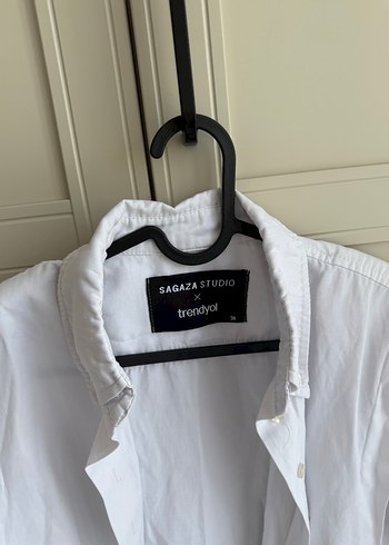 Beyaz Kadın Keten Gömlek Uzun Kollu - Görsel 6