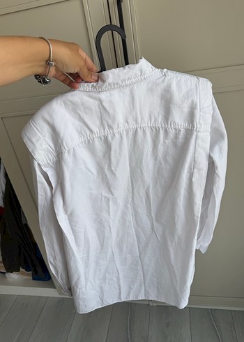 Beyaz Kadın Keten Gömlek Uzun Kollu - Görsel 4