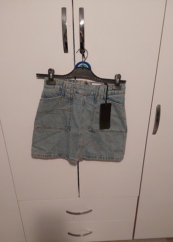 Kadın Mavi Kot Mini Etek