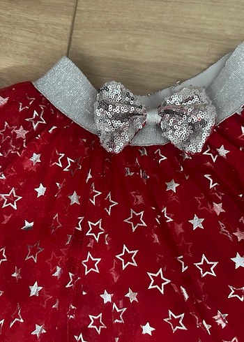 7/8 yaş Kız Çocuk Kırmızı Yıldızlı Tül Etek - Görsel 5
