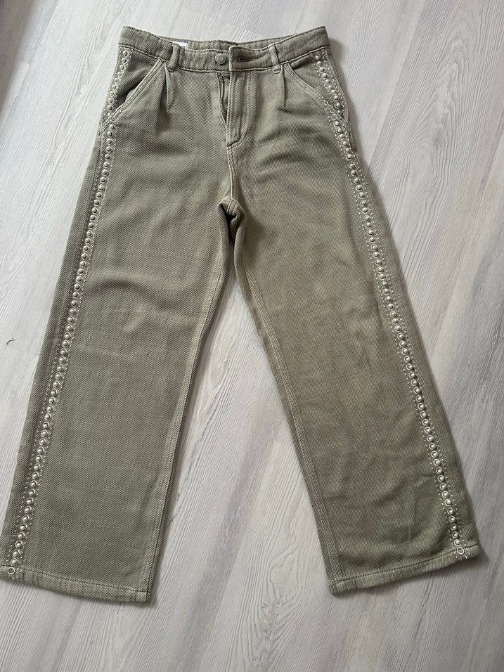Zara 7/8 yaş açık yeşil incili pantolon - Görsel 2