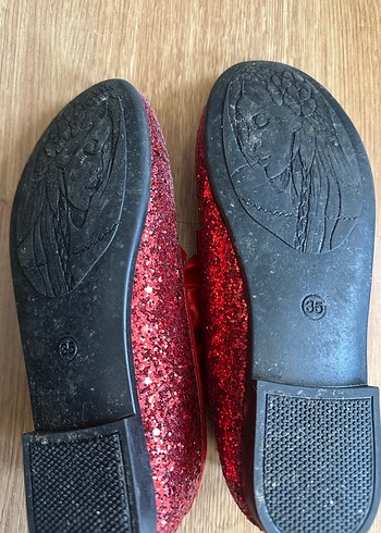 Kız Çocuk 35 numara Kırmızı Simli Fiyonklu Babet - Görsel 4