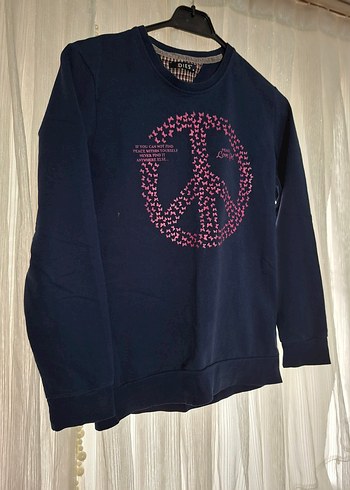 Diesse Loving Peace Lacivert Kalpli Sweatshirt