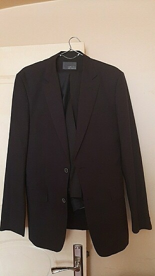 Zara Man siyah hafif cizgili takim elbise medium large uyumlu 