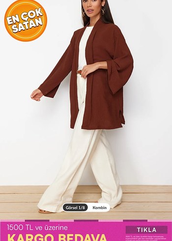 Trendyol & Milla Trendyol milla modest kahverengi kimono