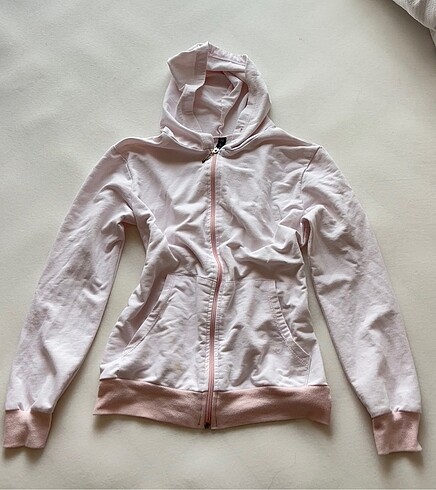 toz pembe fermuarlı sweatshirt