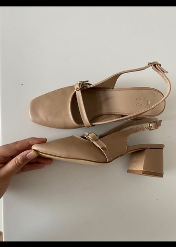 Bej Tokalı Kadın Topuklu Ayakkabı - Görsel 2