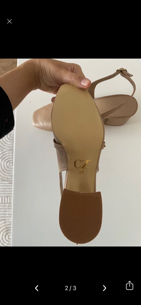 Bej Tokalı Kadın Topuklu Ayakkabı - Görsel 3